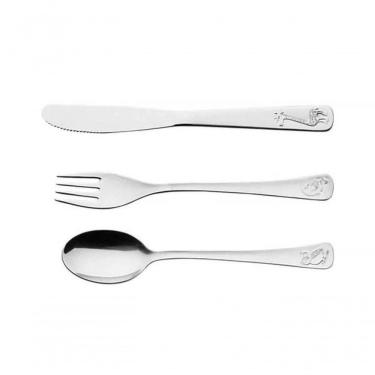 Imagem de Jogo De Talheres Infantil Tramontina Baby Friends Em Inox Com Desenho Alto Relevo 3 Peças