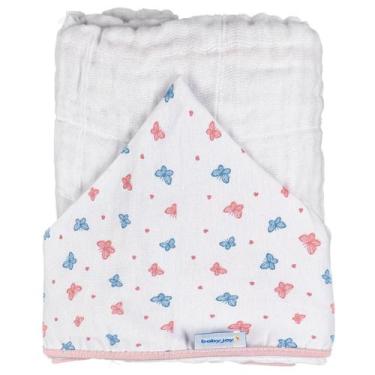 Imagem de Toalha Soft 80 cm x 90 cm com Capuz Baby Joy Fábula, Borboletas