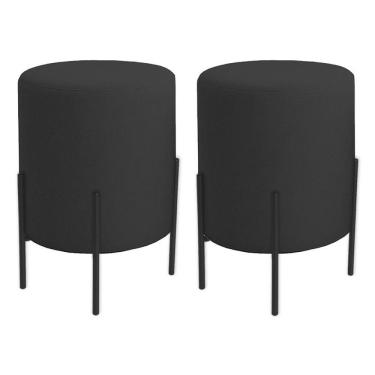 Imagem de Kit 2 Puffs Orgânicos Boucle Thor Com Pés De Ferro Preto - 7 Decor Preto