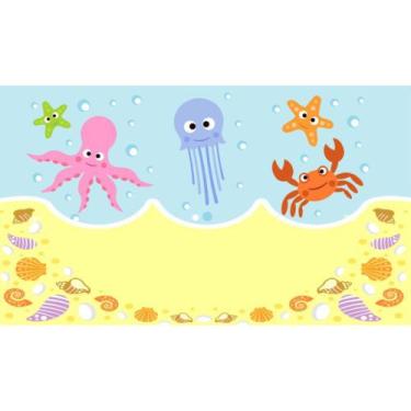 Imagem de Painel De Lona Festa Na Praia Fundo Do Mar - Fabrika de Festa, 240x130