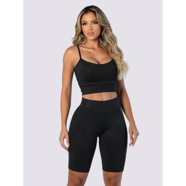 Imagem de Conjunto Fitness Roupa de Academia Corrida Treino Malhar Top Com Bojo 