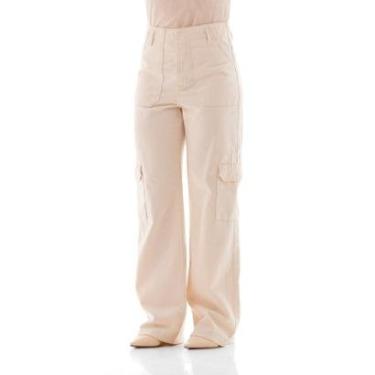 Imagem de Calça Feminina Denim Natural Arauto Wide Cargo-Feminino