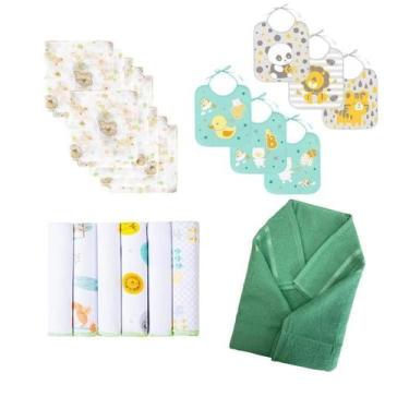 Imagem de Kit 18Pçs Neutro Enxoval Maternidade Recém Nascido Essencial - Dugu