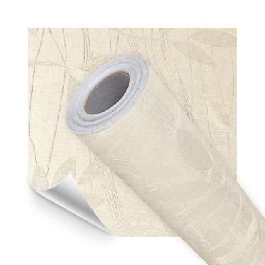 Imagem de Kit 3 Papel de Parede Adesivo Lavavel Textura Linhas e Folhas Creme 15