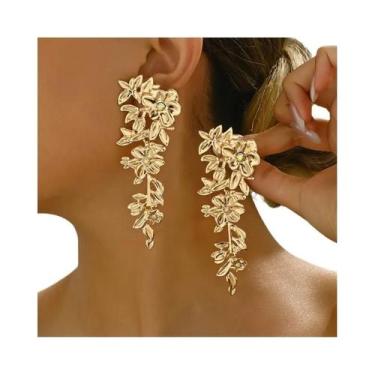 Imagem de Brincos Longos Florais Estilo Punk Para Mulheres, Tendência De Moda, P