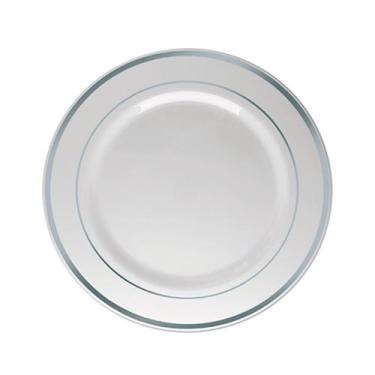 Imagem de Prato Sobremesa Borda Prata Silver Plastic 6 Unidades