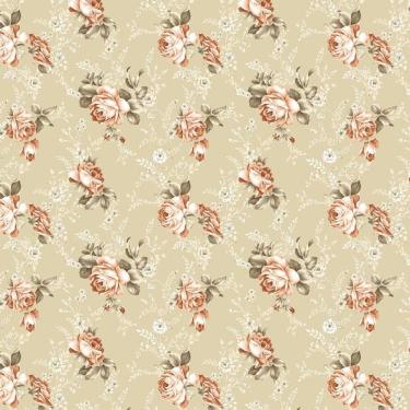 Imagem de Papel De Parede Floral Flores Marrom Claro Autocolante Sala