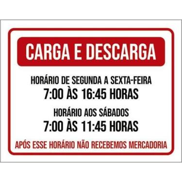 Imagem de Kit 10 Placas Carga Descarga Horário Segunda Sexta Sábados - Sinalizo