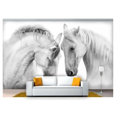 Imagem de Papel De Parede Cavalos Brancos Casal 3D Anm247