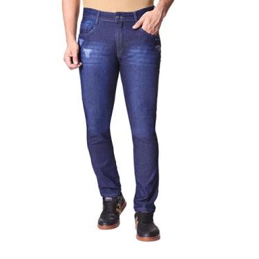 Imagem de Calça Jeans Slim Justa Elastano Versatil Moderna tamanho:40Cor:Azul es
