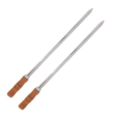 Imagem de 2 Espetos Espada 70cm De Inox Com Cabo Madeira - Churrasco - INOX LAUR
