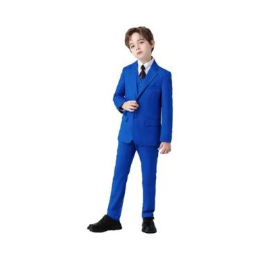 Imagem de Ternos formais coloridos para meninos, 5 peças, slim fit, conjunto de 