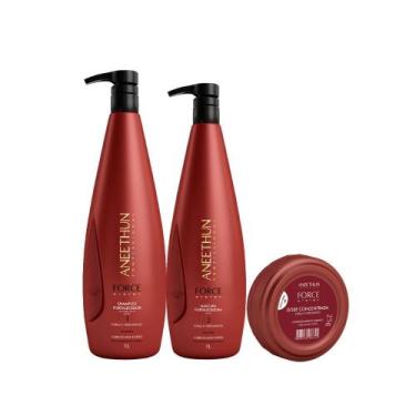 Imagem de Kit Aneethun Force Shampoo 1L, Máscara 1Kg e Dose  Força, Resistência 