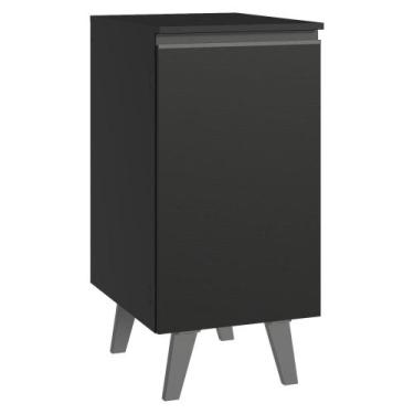 Imagem de Balcão de Cozinha 40 cm 1 Porta Com Pés Preto Nice Madesa, Preto