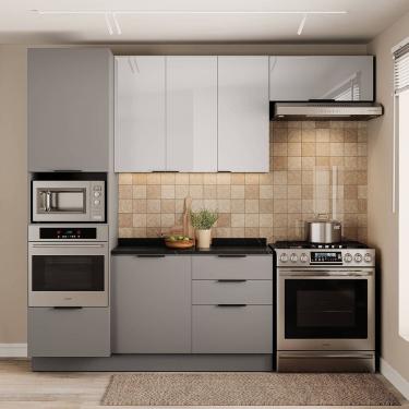 Imagem de Cozinha Telasul Lumina 4 Peças com Paneleiro para Forno e Micro 6 Portas e 4 Gavetas Cinza