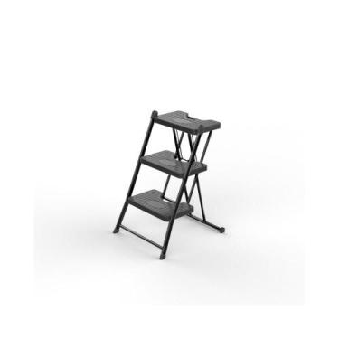 Imagem de Escada de Alcance Dobrável 3 Degraus Preta 120kg Anodilar AND.