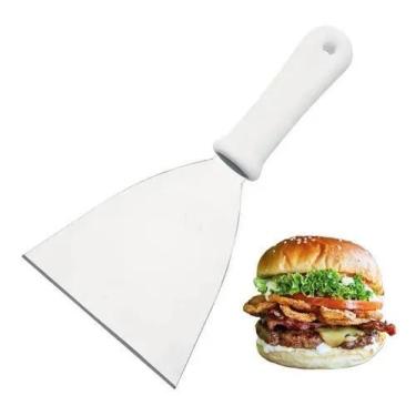 Imagem de Espátula Inox Reta 5 Chapa Para Lanche Pizza Cozinha Chapeir - Congrat