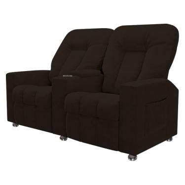 Imagem de Poltrona Reclinável Para Cinema 2 Lugares Sora Veludo Marrom FH1 - D'Rossi