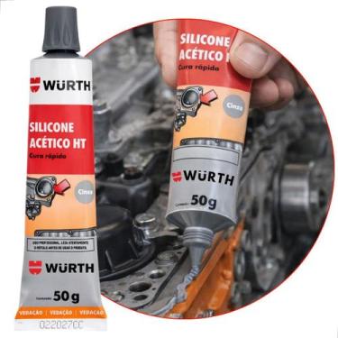 Imagem de Silicone Acético Para Alta Temperatura 50g Wurth Cura Rápida, Cinza