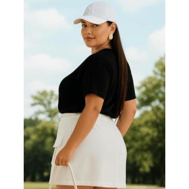 Imagem de Blusa Feminina Plus Size Tshirt Camiseta Manga Curta Lisa Básica Dia a