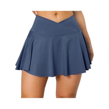 Imagem de Saia Plissada Feminina Para Tênis Com Bolsos, Shorts Esportivos Elásti