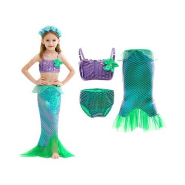 Imagem de Vestido Sereia Ariel para Meninas - Fantasia de Princesa para Festa e 