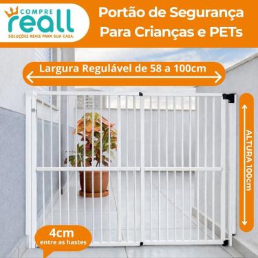 Imagem de Portão de Segurança - Alumínio - 100 cm x 058 a 100 cm - Branco