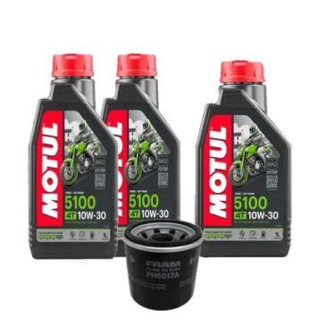 Imagem de Kit 3 Lts Motul 5100 4t 10w30 + Filtro Óleo Fram Ph6017A