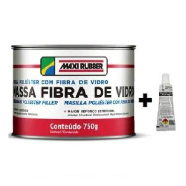 Imagem de Massa Fibra de Vidro 750g com Catalisador - Maxi Rubber, Branco, 750g
