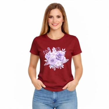 Imagem de Camiseta Feminina Floral Buquê Confortável Estampa Delicada-Feminino