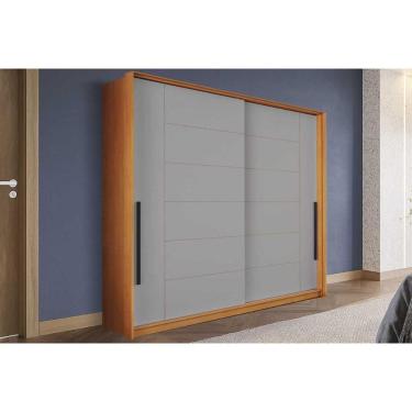 Imagem de Guarda Roupa Casal 2 Portas de Correr e 2 Gavetas Lisboa Freijo/Cinza - Politorno