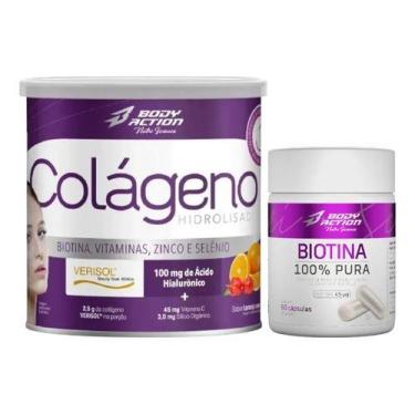 Imagem de Colageno Hidrolisado Verisol 200g + Biotina 60 Caps Body Laranja Com A