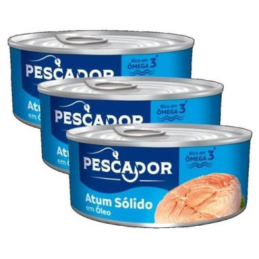 Imagem de 3 ATUM CONSERVA PESCADOR SOLIDO OLEO LATA 140g Drenado 98G