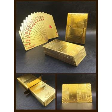 Imagem de Baralho Dourado Luxo Folheado Poker Truco Cartas Impermeável - Euro