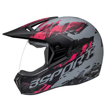 Imagem de Capacete Bieffe 3 Sport Pala Rusty Rosa Cinza Moto Feminino, Preto Cin