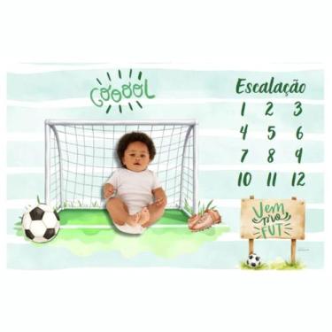 Imagem de Edredom Dupla Face Tapete Foto Bebê Mêsversário Futebol Gol - Minha Es