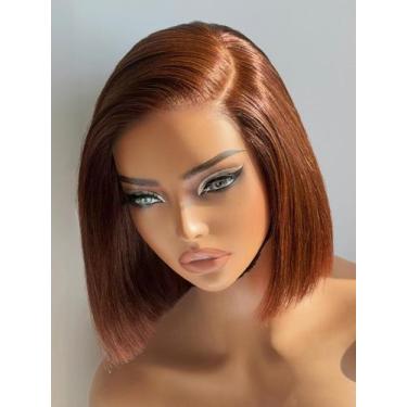 Imagem de Peruca LUVME HAIR Castanho Escuro Bob Cabelo Humano Renda Frontal 20cm