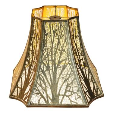 Imagem de ALUCSET Abajur de metal, abajur de canto de corte octogonal 6,2 × 13 × 10,20 cm, substituição de abajures de bronze antigo grande para luminárias de mesa e luminária de chão, progresso de gravura