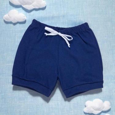 Imagem de Shorts de Verão Azul Marinho para Bebês 100% Algodão - Era Uma Vez, 0-