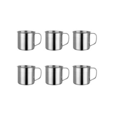 Imagem de Caneca Mini Pequena Xicara Aço Inox Cafe Cha 150ml 6un - CASACHA