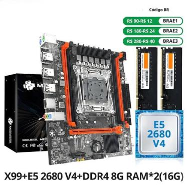 Imagem de Kit De Placa-Mãe Para Jogos X99 Xeon E5 2680 V4 16GB DDR4 M.2 NVME NGF