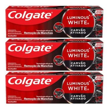 Imagem de Kit C/3 Creme Dental Colgate Luminous White Carvão 70g