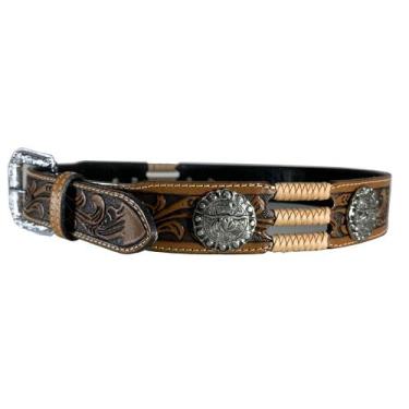 Imagem de Cinto Country Masculino Bordado Longhorn Dawson, Marrom, 85