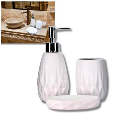 Imagem de Jogo de Banheiro Metrópole Porcelana branca kit com 3 peças Linha Prem