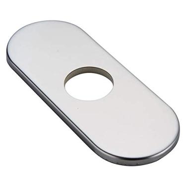 Imagem de Wovier 3-para-1 em forma de retângulo polido, adequado para pia de 10 cm (comprimento total de 16 cm), capa de orifício, toalha de torneira, Brushed Nickel