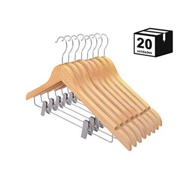 Imagem de 20 un Cabide De Madeira Nobre Marfim De Presilhas