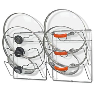 Imagem de Simple Houseware Pacote com 2 prateleiras organizadoras de porta de armário/parede, 24 cm L x 11,4 cm P x 29 cm A, cromado