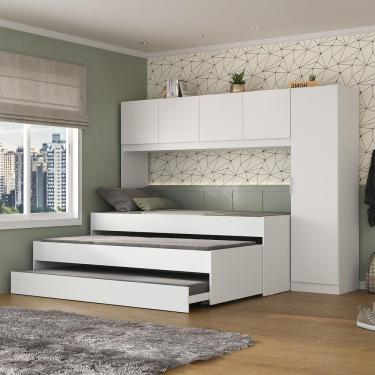 Imagem de Tricama de Solteiro com Guarda Roupa Dublin Multimóveis MP4034 Branca