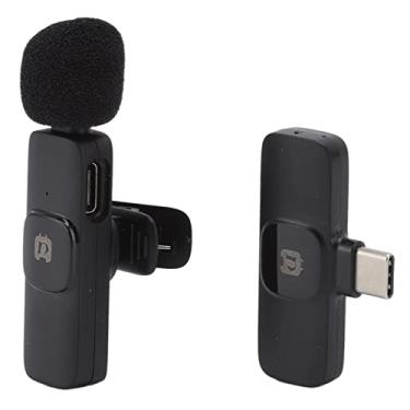 Imagem de Microfone de lapela sem fio, microfone USB tipo C sem fio com clipe de lapela 360 graus pickup plug & play microfone de sincronização automática, para smartphone, laptop, gravação de vídeo, transmissão ao vivo, vlogging
