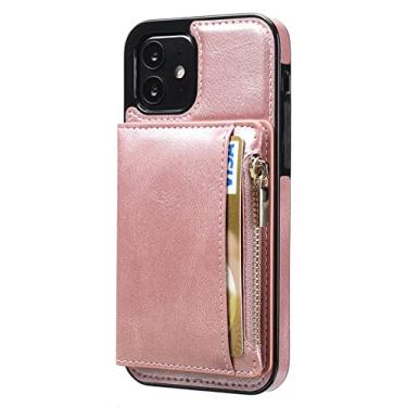 Imagem de Estojo Carteira Flip para iPhone 13 12 Mini 11 Pro Max X XS Max XR 8 7 Plus Se2020 Cartões de Couro Capa de Livro, Ouro Rosa, iPhone 7Plus 8Plus